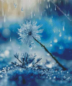 Water Drops And Blue Dandelion Diamond Painting