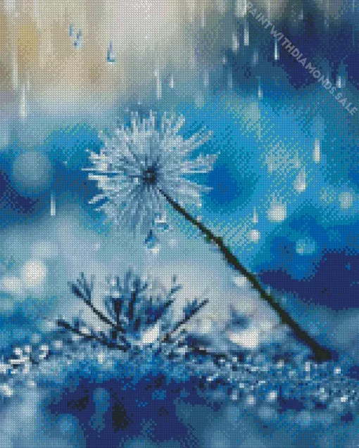 Water Drops And Blue Dandelion Diamond Painting