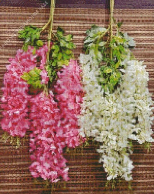 White And Pink Wisteria Plants Diamond Painting