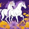 White And Purple Horses Diamond Painting