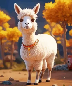 White Llama Diamond Painting