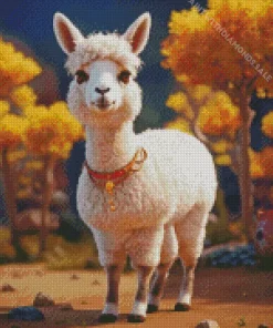 White Llama Diamond Painting