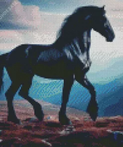 Wild Black Horse Diamond Painting