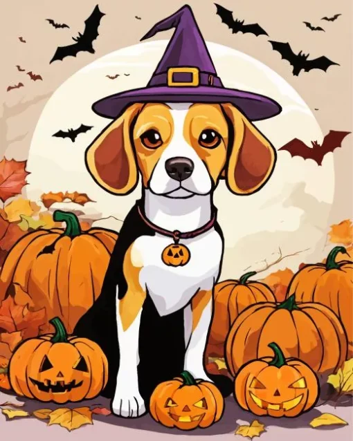 Witch Beagle Dog Diamond Painting