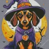 Witch Dachshund Dog Diamond Painting