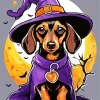 Witch Dachshund Dog Diamond Painting