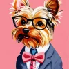 Yorkie In Suit And Glasses Diamond Painting