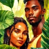 Young Couple In Monstera Leaves Diamond Painting