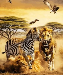 Zebra And Lion Diamond Painting