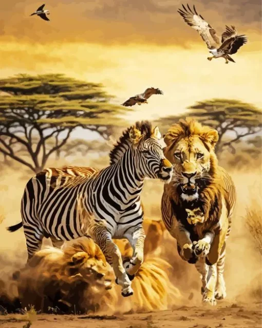 Zebra And Lion Diamond Painting