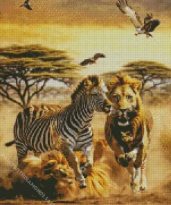 Zebra And Lion Diamond Painting