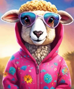 Alpaca In A Pink Hoodie Diamond Painting