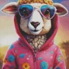 Alpaca In A Pink Hoodie Diamond Painting