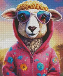 Alpaca In A Pink Hoodie Diamond Painting