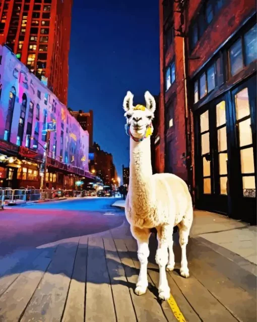 Alpaca In New York Streets Diamond Painting