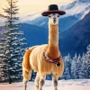 Alpaca In Snow Diamond Painting