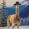 Alpaca In Snow Diamond Painting