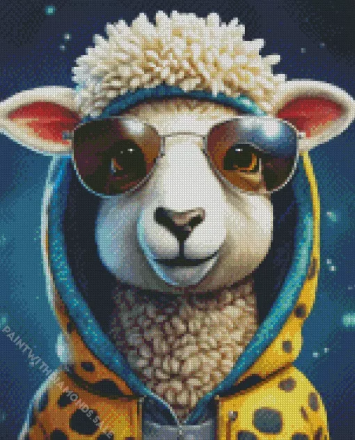 Alpaca Wearing A Hoodie Diamond Painting