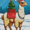 Alpaca With Christmas Tree Diamond Painting