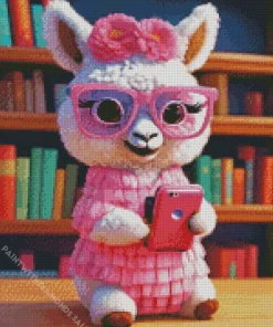 Alpaca With Pink Glasses Diamond Painting