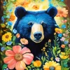 American Black Bear And Flowers Diamond Painting