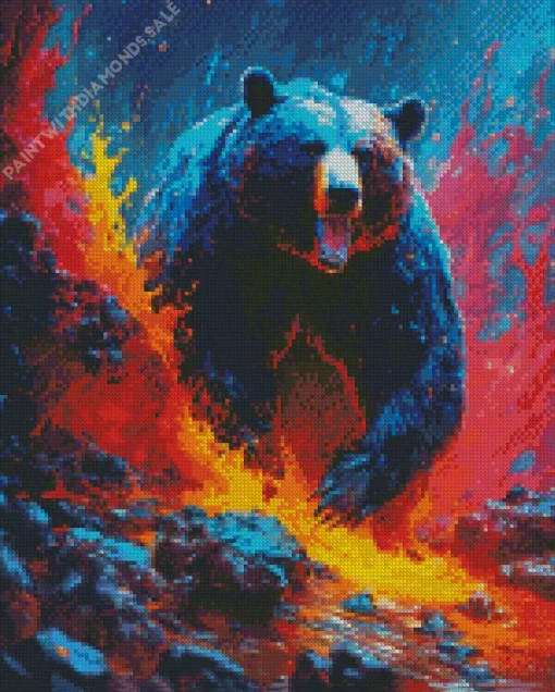 American Black Bear In Water Diamond Painting