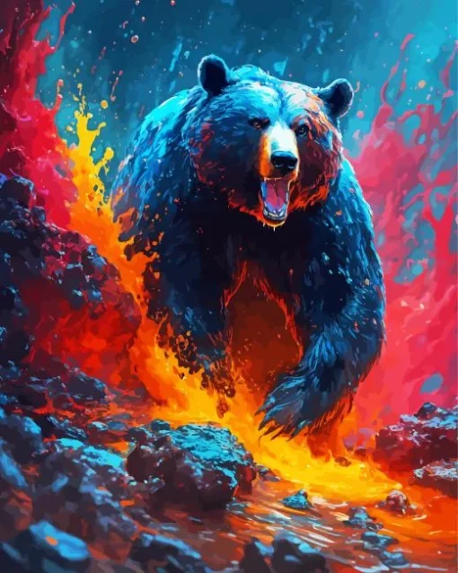 American Black Bear In Water Diamond Painting