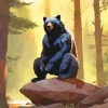 American Black Bear On A Rock Diamond Painting