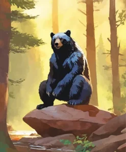 American Black Bear On A Rock Diamond Painting