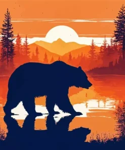 American Black Bear Silhouette Diamond Painting