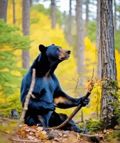 American Black Bear Sitting Next To A Tree Diamond Painting