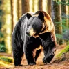 American Black Bear Walking In Forest Diamond Painting