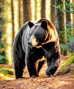 American Black Bear Walking In Forest Diamond Painting