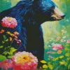 American Black Bear With Flowers Diamond Painting