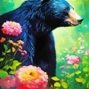 American Black Bear With Flowers Diamond Painting