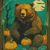 American Black Bear With Pumpkins Diamond Painting