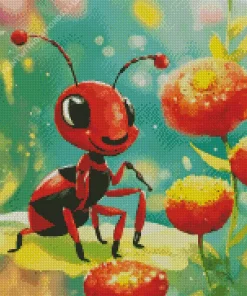 Ant With Red Flowers Diamond Painting