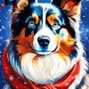 Australian Shepherd In A Red Scarf Diamond Painting