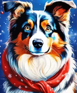 Australian Shepherd In A Red Scarf Diamond Painting