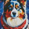 Australian Shepherd In A Red Scarf Diamond Painting