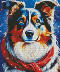 Australian Shepherd In A Red Scarf Diamond Painting