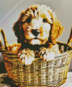 Bernedoodle In A Basket Diamond Painting