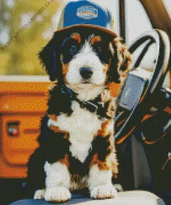 Bernedoodle In A Car Diamond Painting