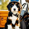 Bernedoodle In A Car Diamond Painting