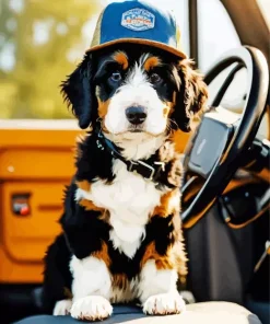 Bernedoodle In A Car Diamond Painting