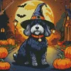 Bernedoodle With Witch Hat Diamond Painting