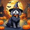 Bernedoodle With Witch Hat Diamond Painting