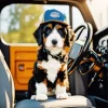 Bernese Mountain Dog In A Car Diamond Painting