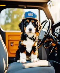 Bernese Mountain Dog In A Car Diamond Painting