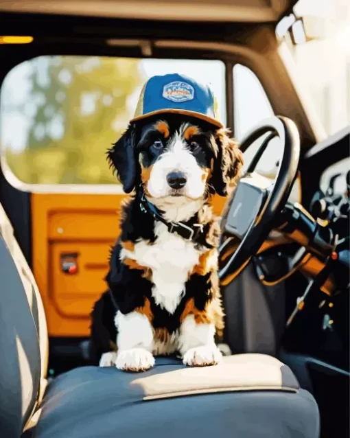 Bernese Mountain Dog In A Car Diamond Painting